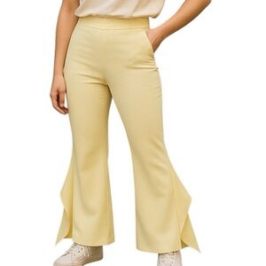 💎 Cider Light Lemon Summer Flare Pants Yellow